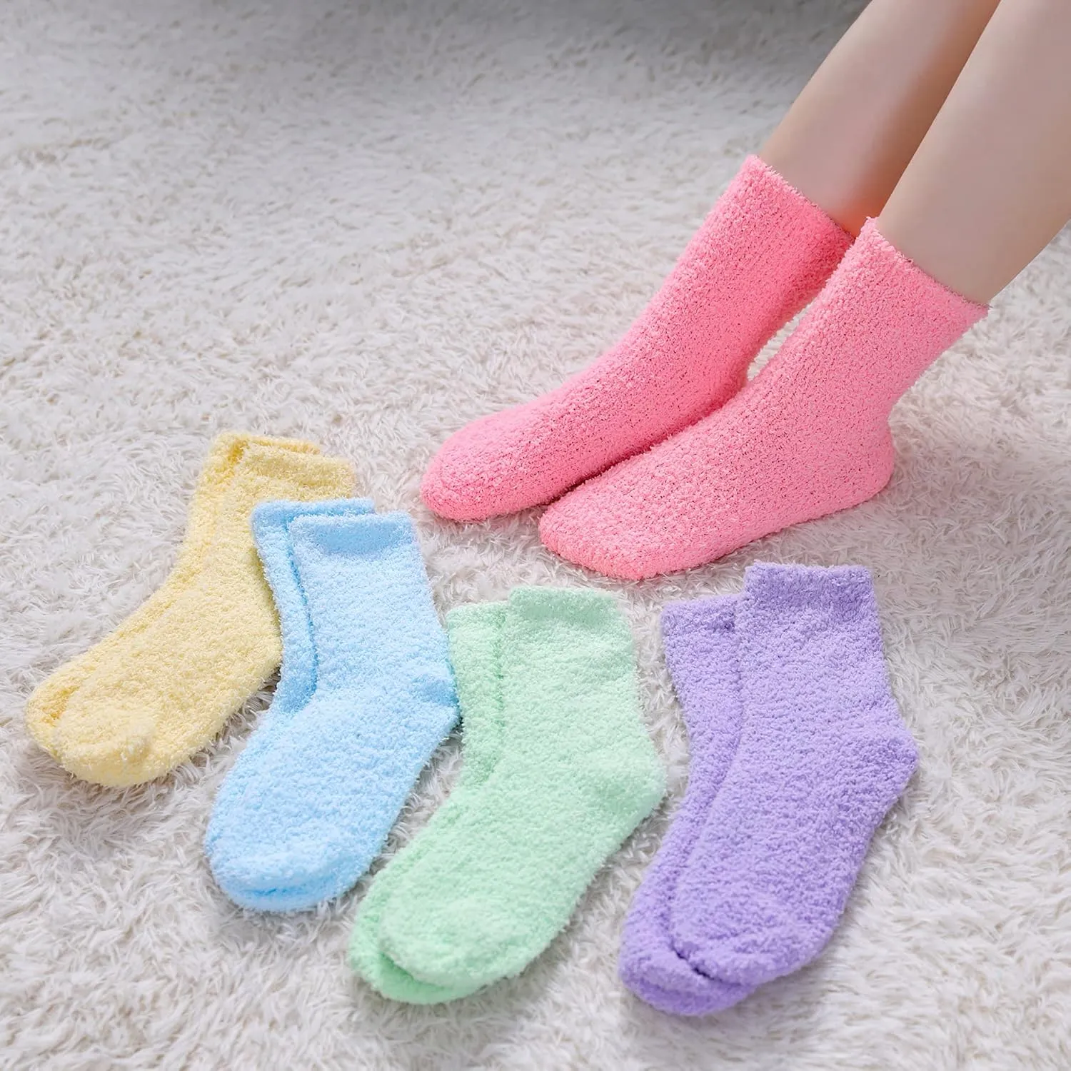 FNOVCO Womens Fuzzy Socks Super Soft Fluffy Winter Warm Cozy Home Sleeping Socks