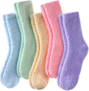 FNOVCO Womens Fuzzy Socks Super Soft Fluffy Winter Warm Cozy Home Sleeping Socks