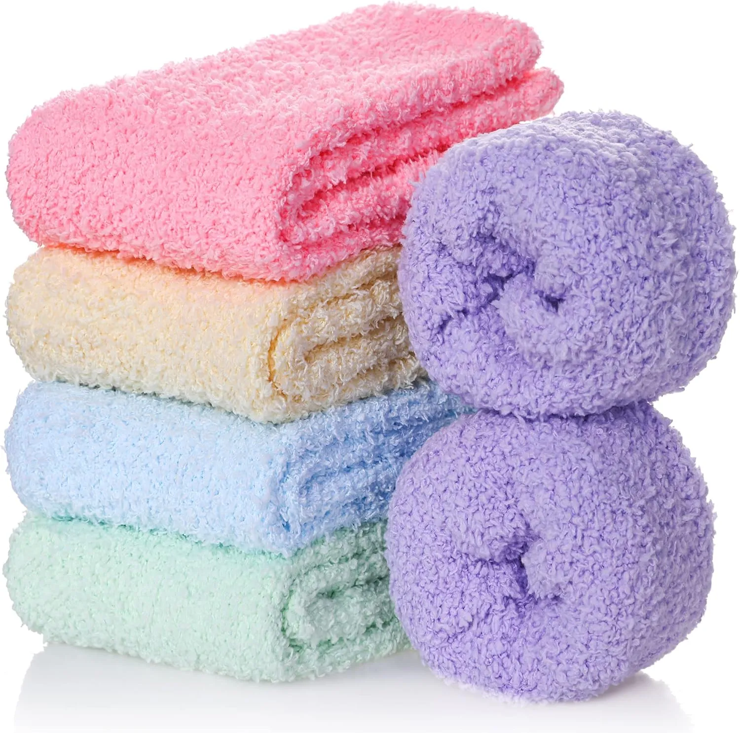 FNOVCO Womens Fuzzy Socks Super Soft Fluffy Winter Warm Cozy Home Sleeping Socks