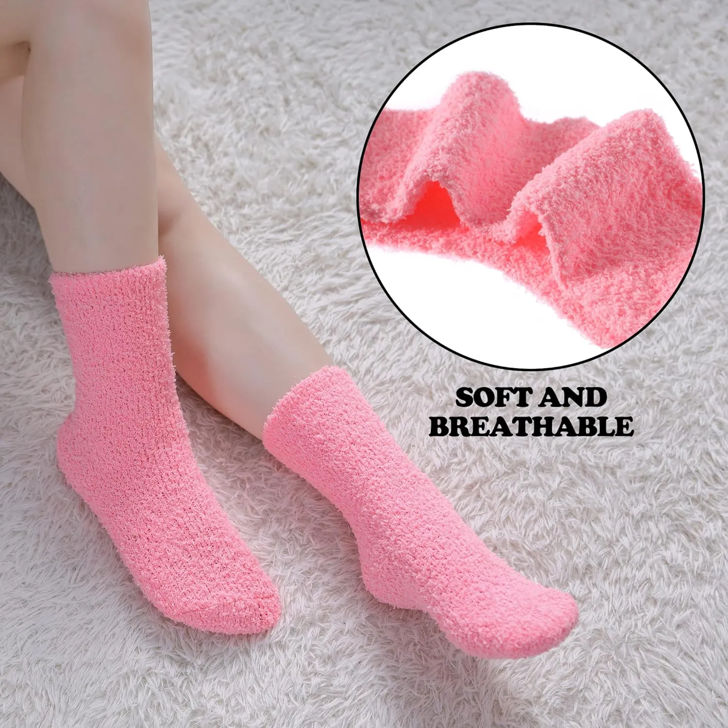 FNOVCO Womens Fuzzy Socks Super Soft Fluffy Winter Warm Cozy Home Sleeping Socks