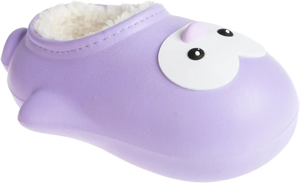 Foamwalk Toddler Unisex Novelty House Clogs with Faux Fur Lining - Penguin Slippers for Toddler Boys/Girls