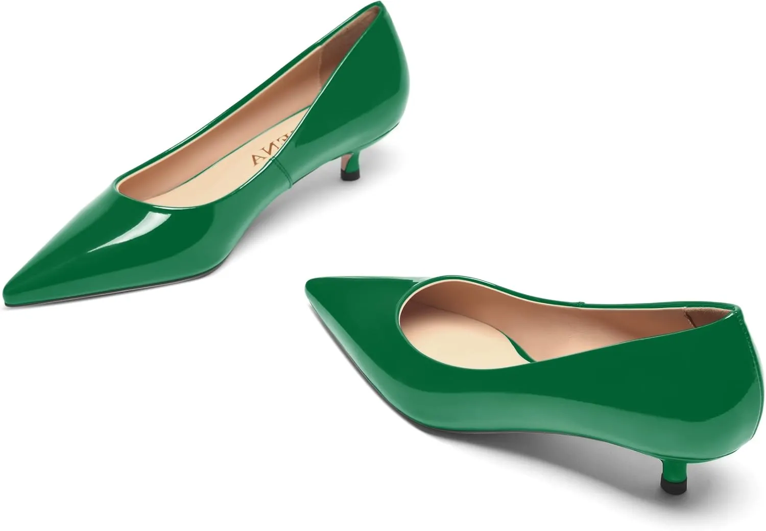 FOGEENA Womens Business Patent Casual Pointed Toe Slip On Kitten Leather Low Heel Pumps Shoes 1.38 Inch