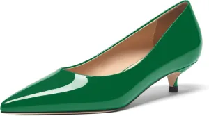 FOGEENA Womens Business Patent Casual Pointed Toe Slip On Kitten Leather Low Heel Pumps Shoes 1.38 Inch