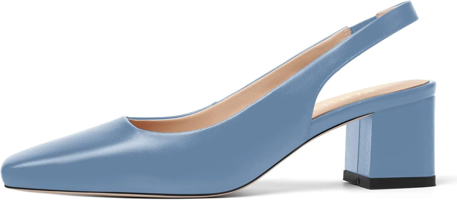 FOGEENA Womens Matte Square Toe Sexy Bridal Slip On Solid Chunky Leather Low Heel Pumps Shoes 2 Inch