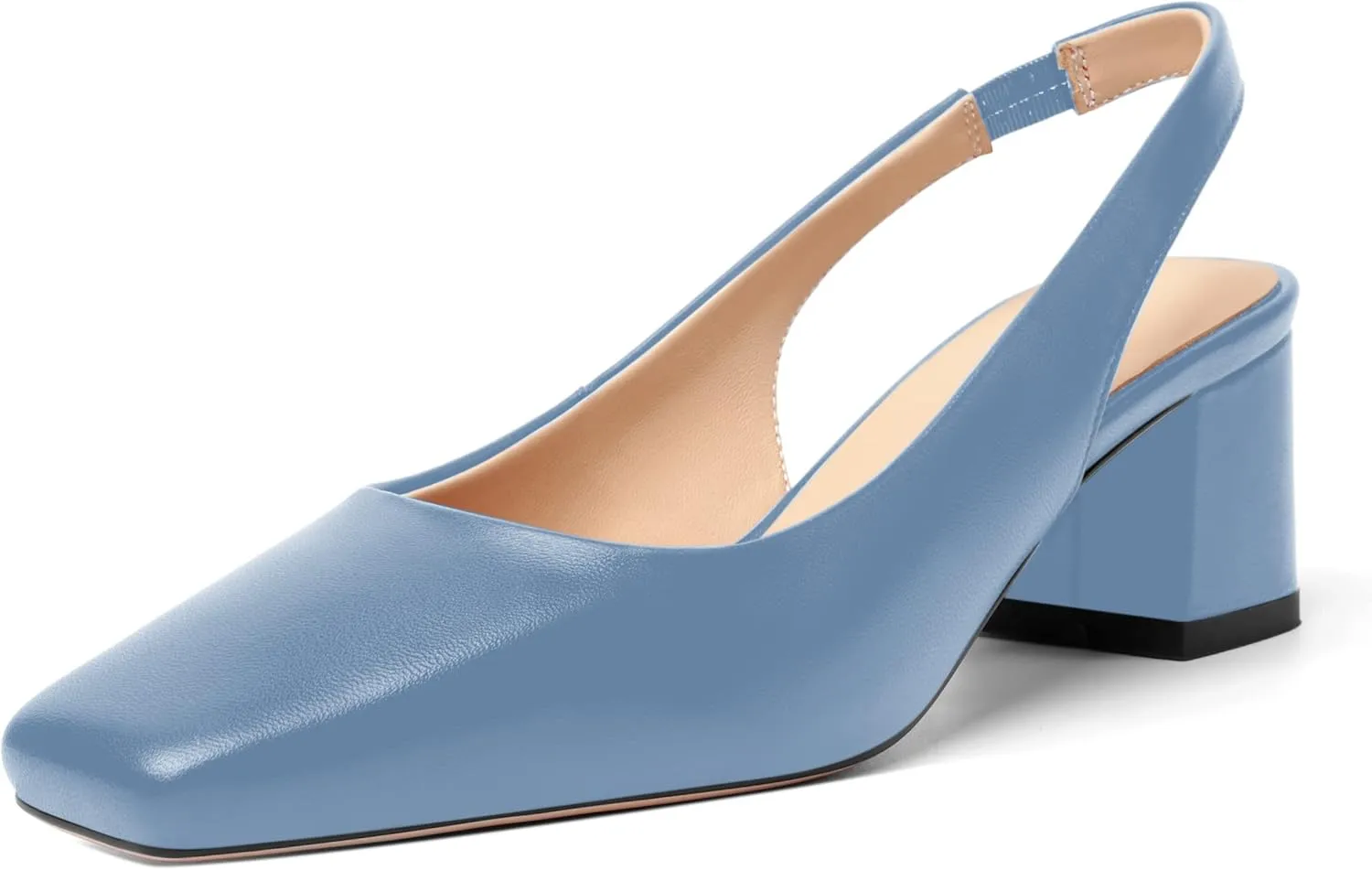 FOGEENA Womens Matte Square Toe Sexy Bridal Slip On Solid Chunky Leather Low Heel Pumps Shoes 2 Inch