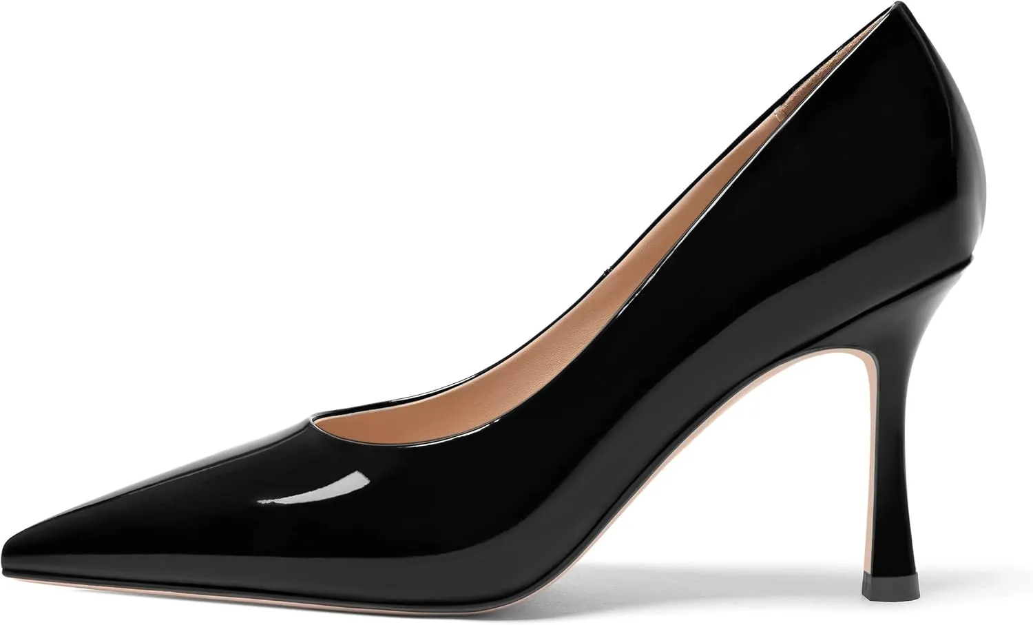 FOGEENA Womens Solid Patent Pointed Toe Sexy Slip On Evening Stiletto Leather High Heel Pumps Shoes 3.14 Inch