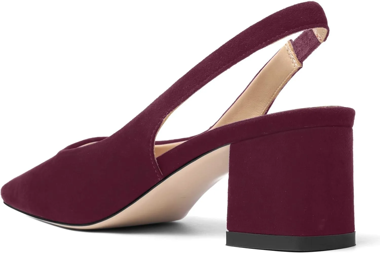 FOGEENA Womens Solid Suede Night Club Slip On Dress Square Toe Chunky Leather Low Heel Pumps Shoes 2 Inch