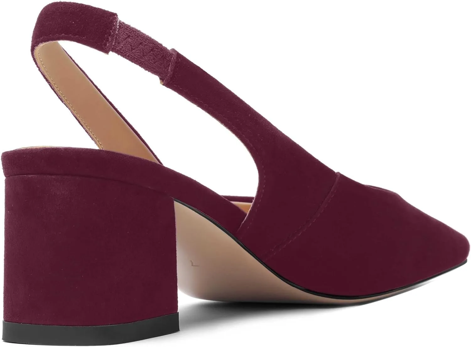 FOGEENA Womens Solid Suede Night Club Slip On Dress Square Toe Chunky Leather Low Heel Pumps Shoes 2 Inch