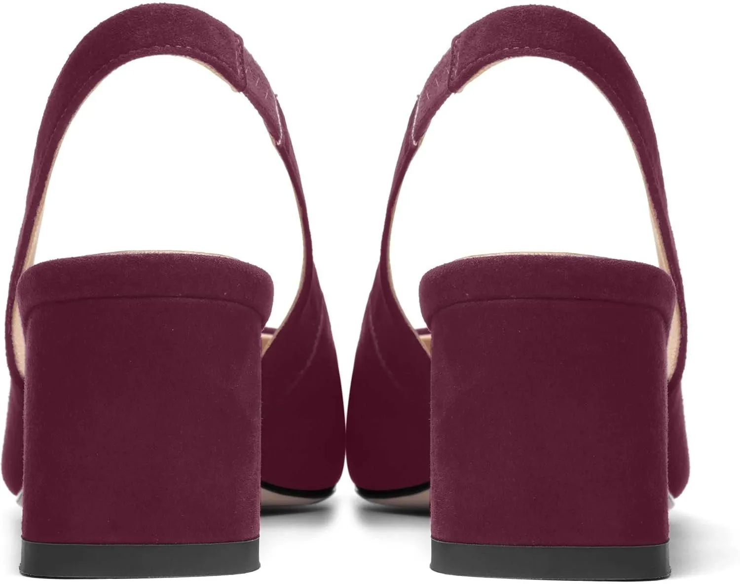 FOGEENA Womens Solid Suede Night Club Slip On Dress Square Toe Chunky Leather Low Heel Pumps Shoes 2 Inch