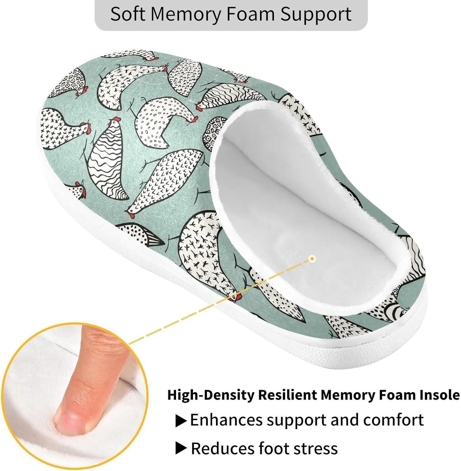 Funny Chicken House Slippers Cozy Fuzzy Slippers Memory Foam Warm for Women & Men Family Slippers