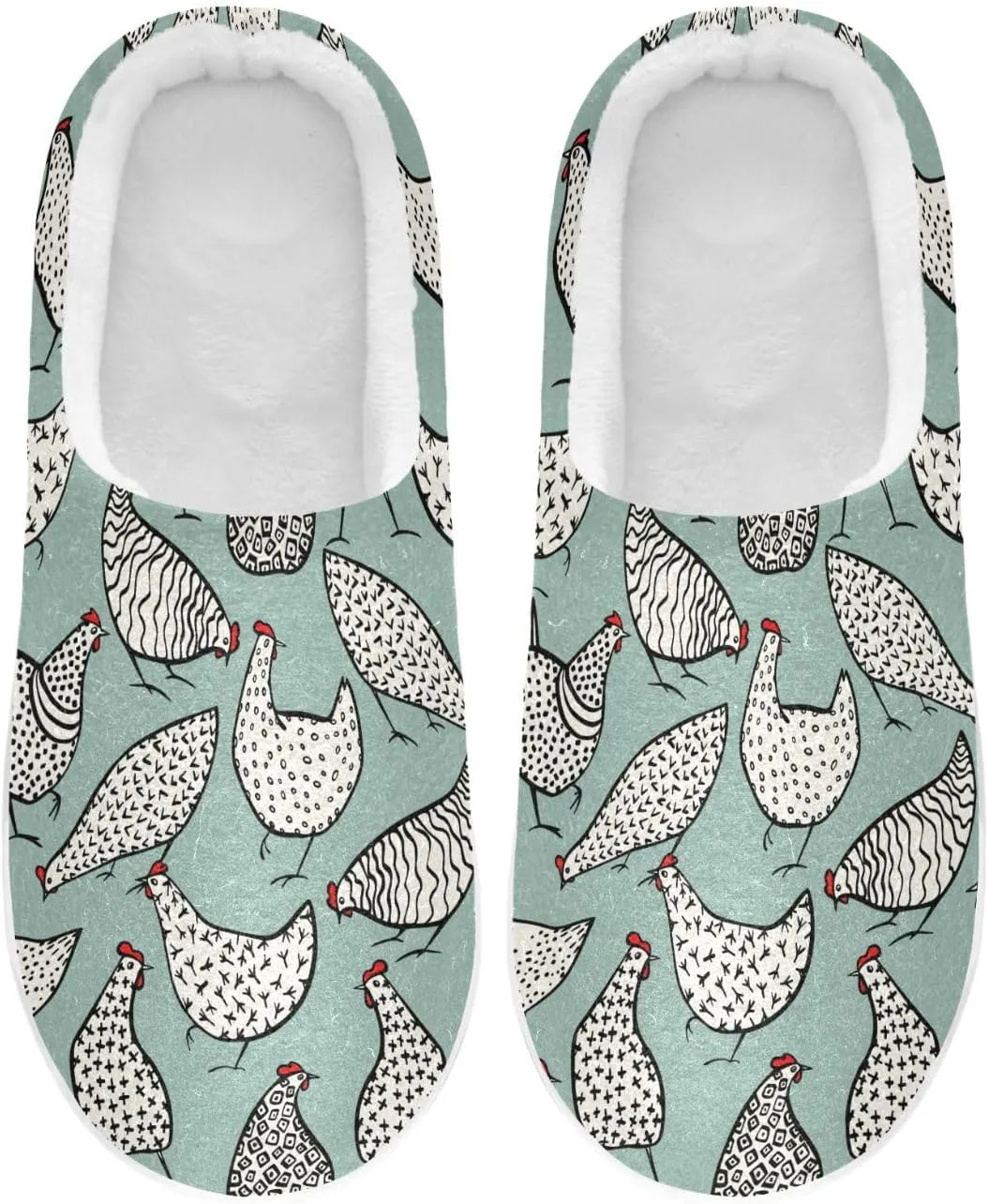 Funny Chicken House Slippers Cozy Fuzzy Slippers Memory Foam Warm for Women & Men Family Slippers