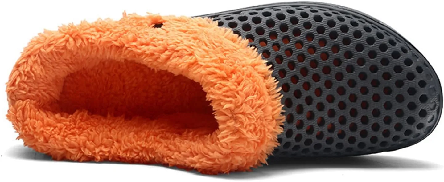 Fur Lined Clogs for House : Winter Warm Fuzzy Slippers for Unisex Non-Slip Breathable Walking Garden Shoes Indoor Outdoor for Women Men