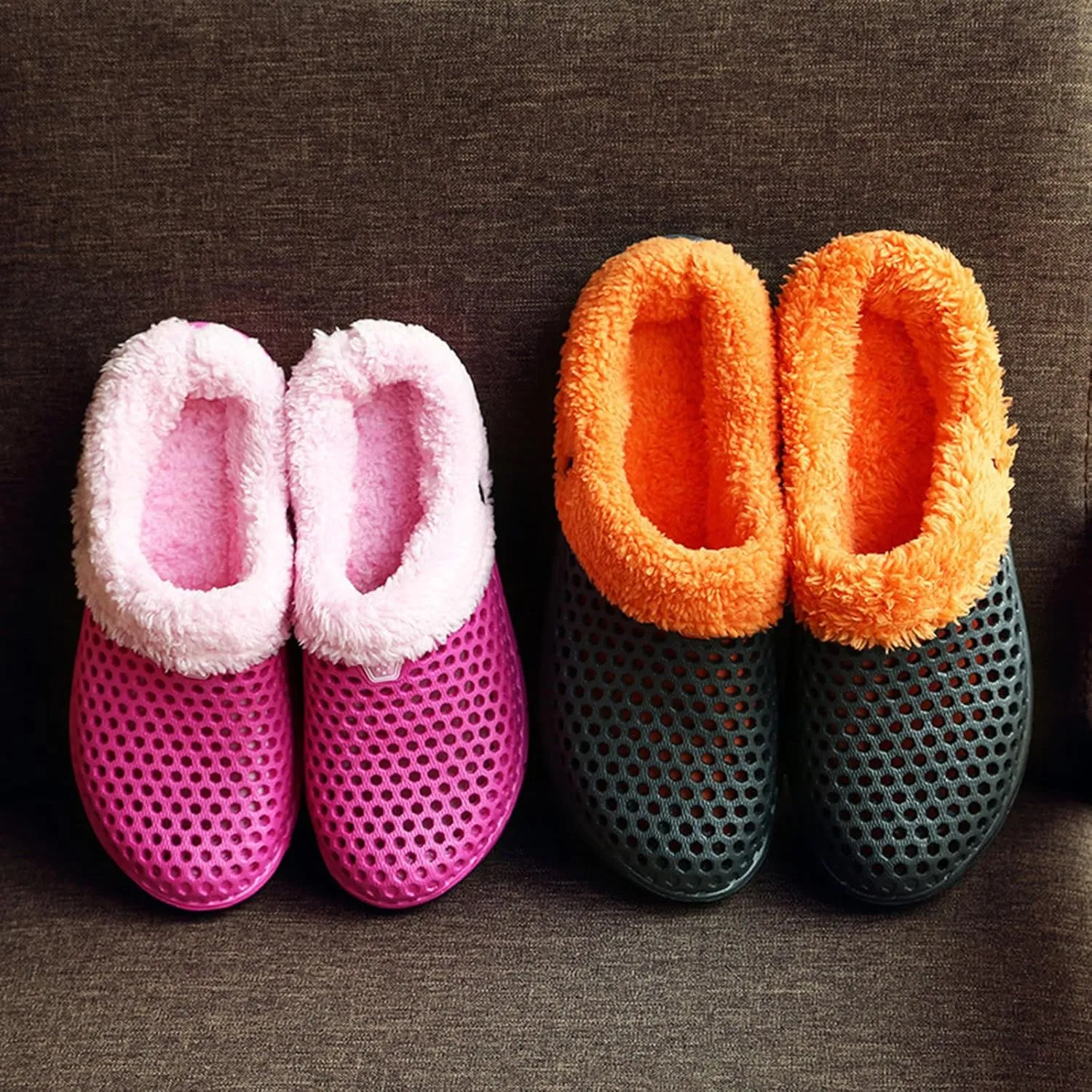 Fur Lined Clogs for House : Winter Warm Fuzzy Slippers for Unisex Non-Slip Breathable Walking Garden Shoes Indoor Outdoor for Women Men