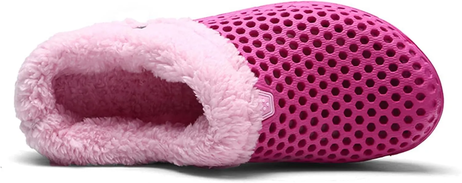 Fur Lined Clogs for House : Winter Warm Fuzzy Slippers for Unisex Non-Slip Breathable Walking Garden Shoes Indoor Outdoor for Women Men