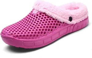 Fur Lined Clogs for House : Winter Warm Fuzzy Slippers for Unisex Non-Slip Breathable Walking Garden Shoes Indoor Outdoor for Women Men