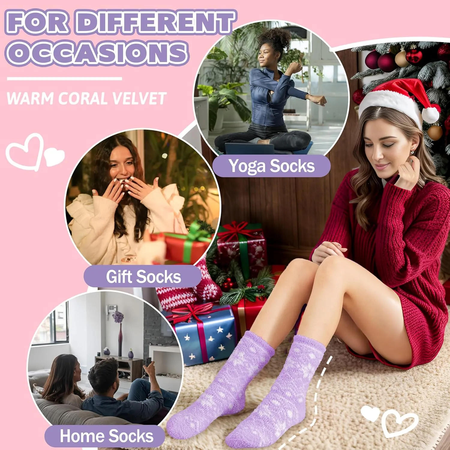 Fuzzy Slipper Socks Thick Fluffy Warm Winter Cozy Plush Soft Sleep Home Socks for Women Men