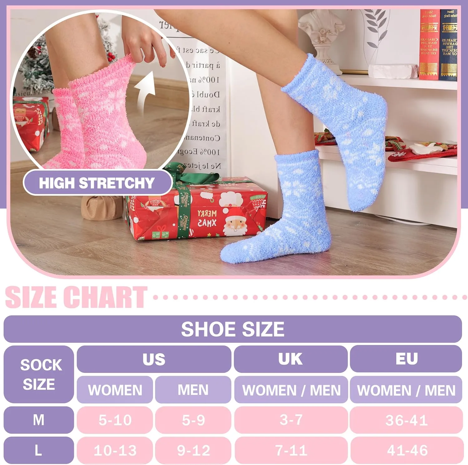 Fuzzy Slipper Socks Thick Fluffy Warm Winter Cozy Plush Soft Sleep Home Socks for Women Men