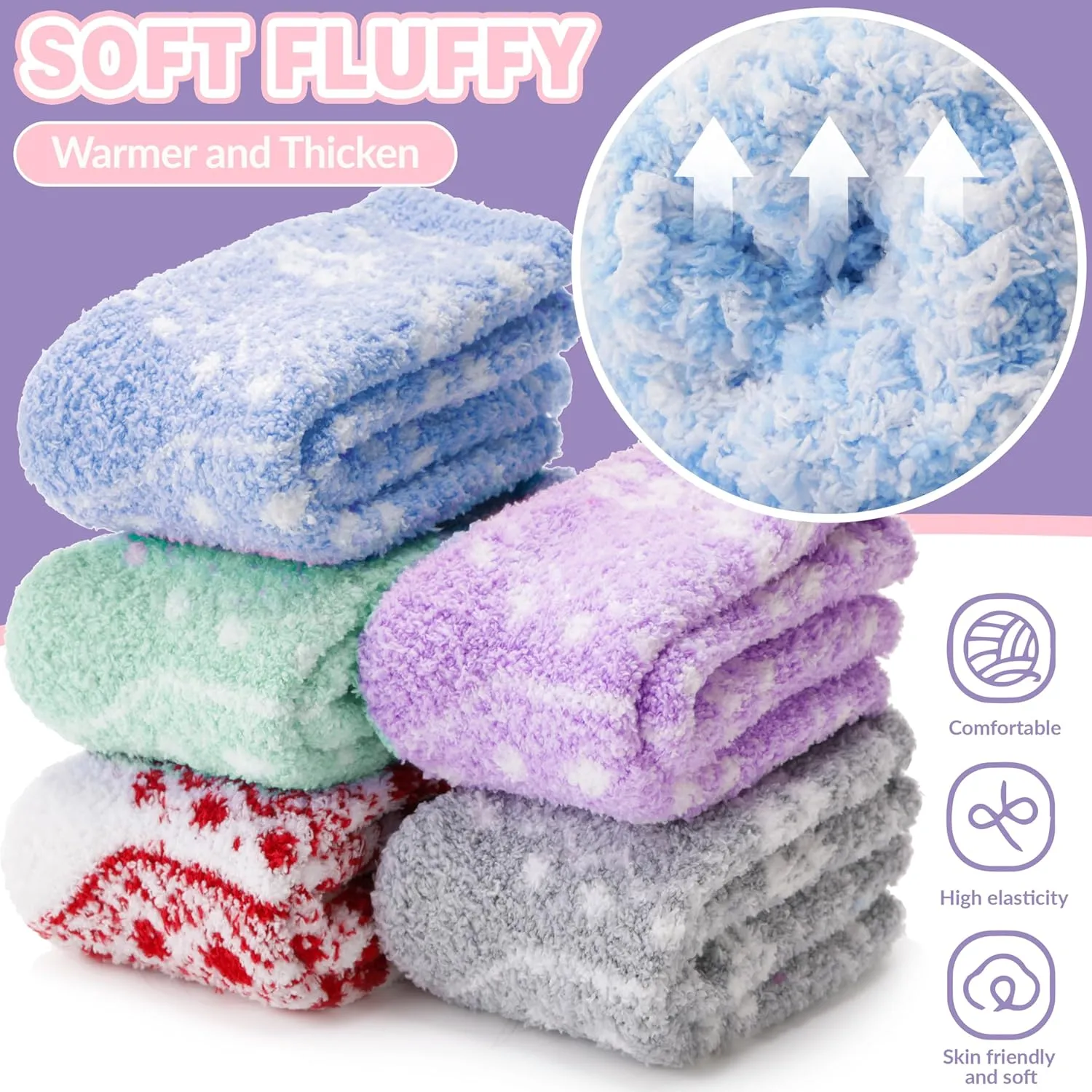 Fuzzy Slipper Socks Thick Fluffy Warm Winter Cozy Plush Soft Sleep Home Socks for Women Men