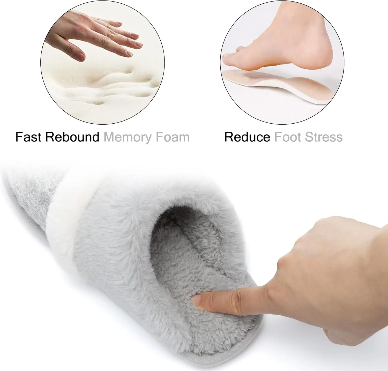 Fuzzy Slippers for Women Indoor and Outdoor Cozy Soft Women's Slipper Knit House Shoes with Memory Foam Anti-Skid Sole Gifts for Womens Mom Her Ladies