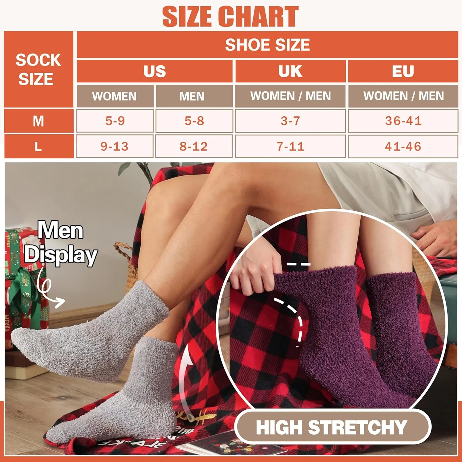 Fuzzy Socks Fluffy Thick Warm Winter Soft Cozy Plush Sleep Home Fleece Cabin Soft House Socks for Women Men
