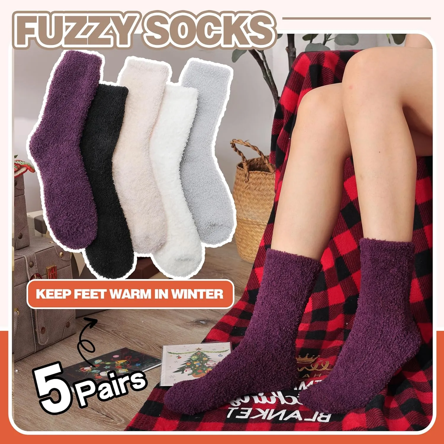 Fuzzy Socks Fluffy Thick Warm Winter Soft Cozy Plush Sleep Home Fleece Cabin Soft House Socks for Women Men