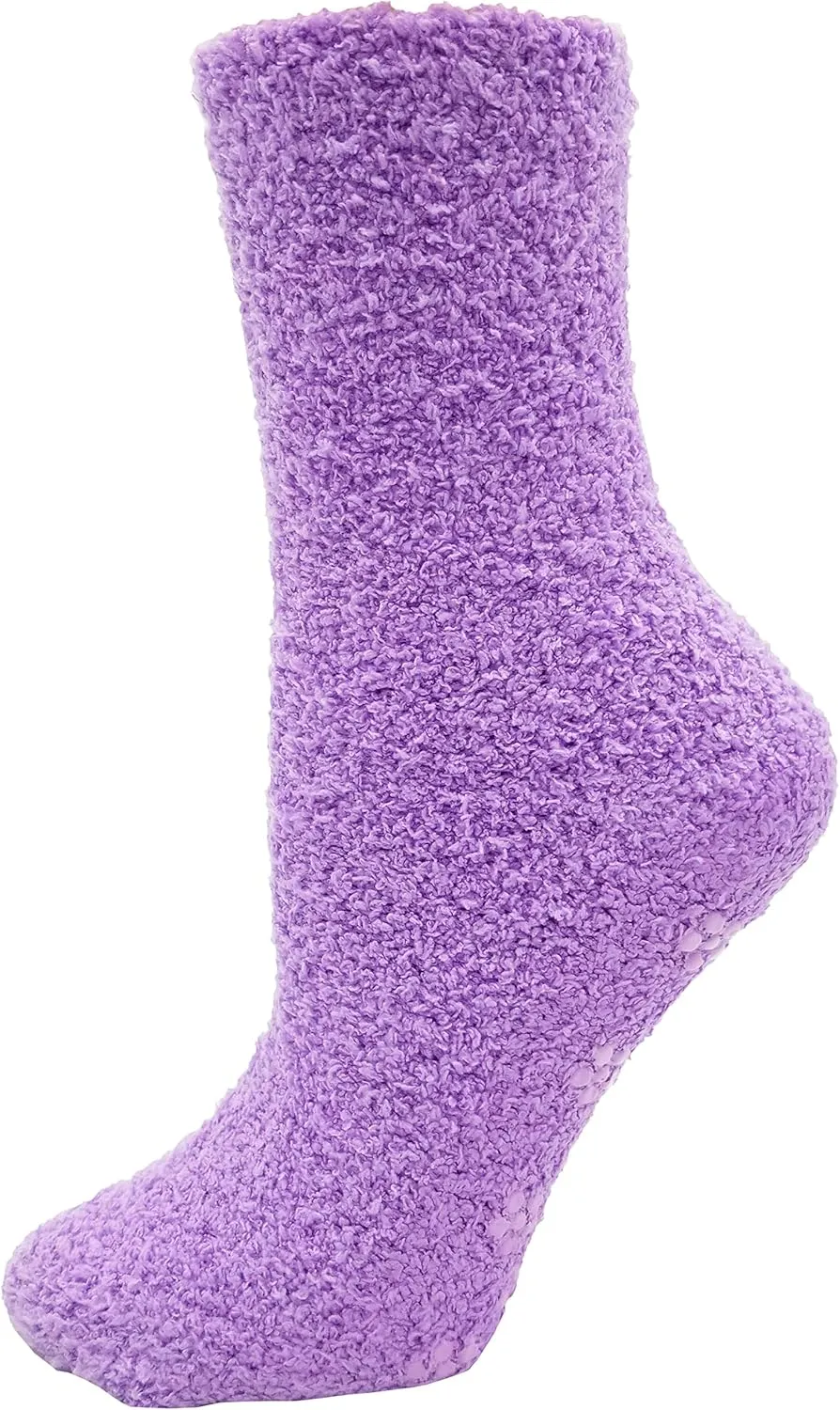 Fuzzy Socks Non Skid, 6 Pairs for Women, Warm, Soft Furry Microfiber, Comfortable, Cozy, Bulk Pack
