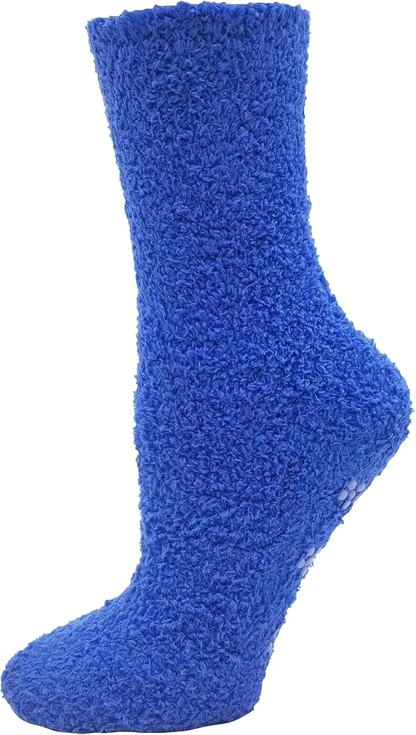 Fuzzy Socks Non Skid, 6 Pairs for Women, Warm, Soft Furry Microfiber, Comfortable, Cozy, Bulk Pack