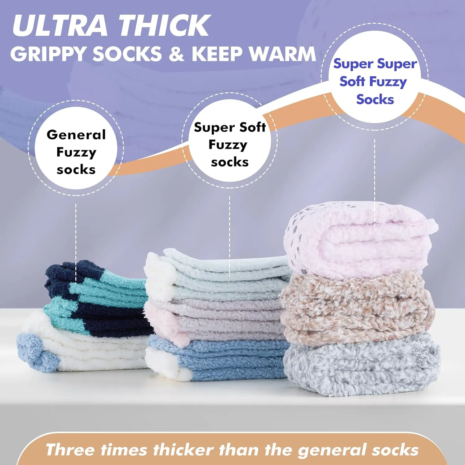 Fuzzy Socks with Grips for Women Men,Non Slip Hospital Crew Cozy Socks with Aloe Vera Perfume