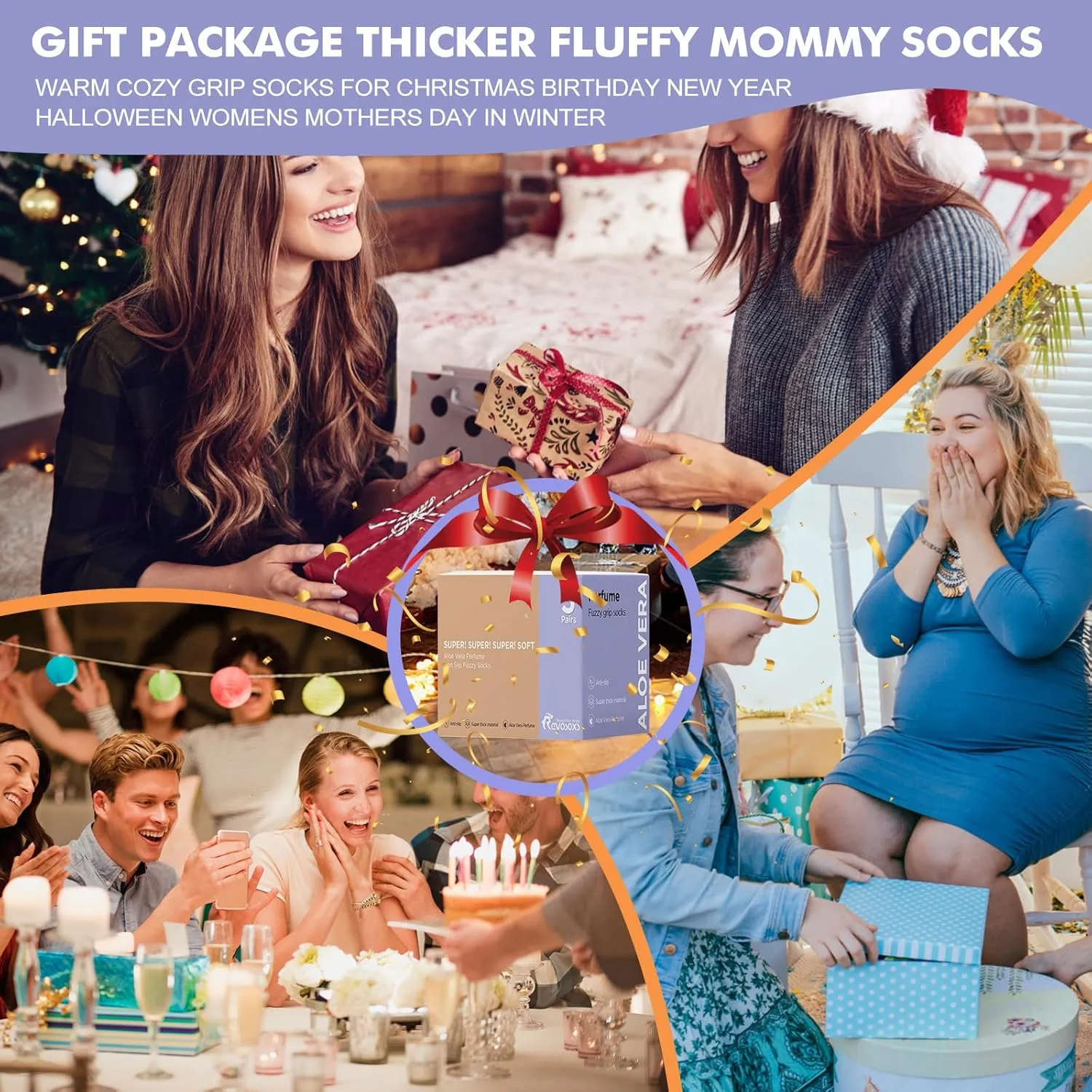 Fuzzy Socks with Grips for Women Men,Non Slip Hospital Crew Cozy Socks with Aloe Vera Perfume