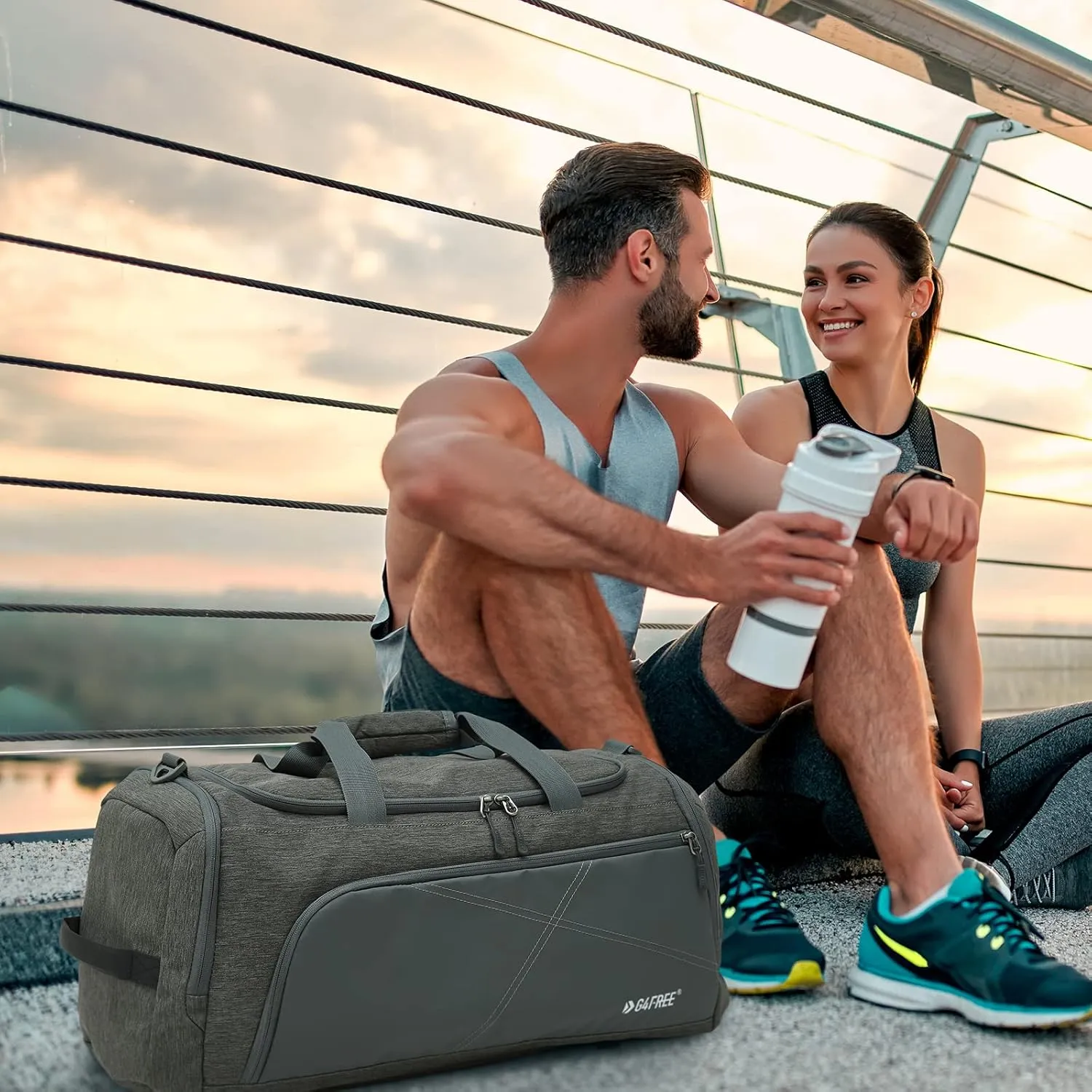 G4Free 45L/60L 3-Way Duffle Backpack Gym Bag with Wet Pocket & Shoes Compartment Sports Travel Weekender Overnight Duffel Bag