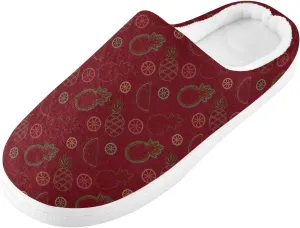 GAIGEO Cozy Slippers Summer Watermelon Lemon Pink, Lined Indoor/Outdoor Fuzzy House Shoes, Soft Slippers for Women