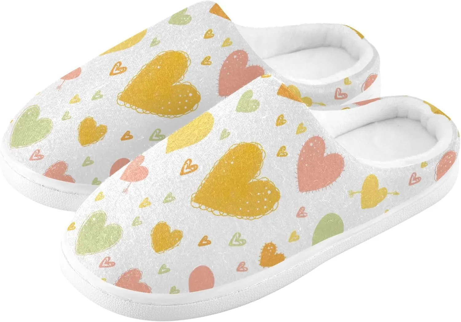 GAIGEO Womens Indoor Slippers Valentine Love White, Warm Ladies Slippers for Indoor/Outdoor, Ideal for Winter