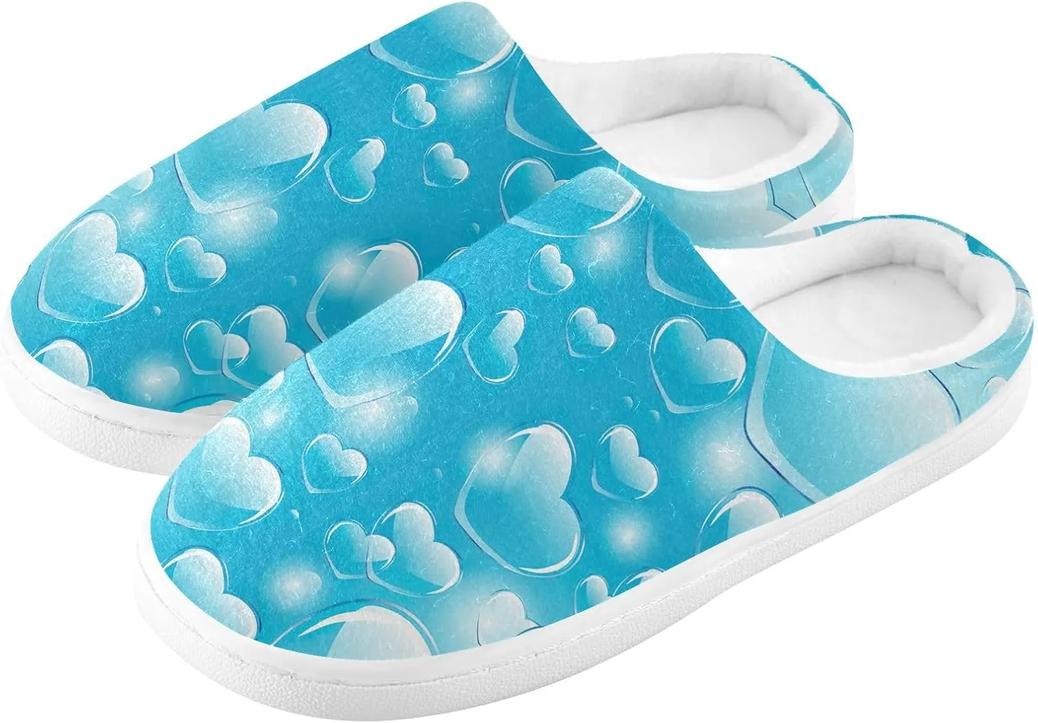 GAIGEO Womens Indoor Slippers Valentine Love White, Warm Ladies Slippers for Indoor/Outdoor, Ideal for Winter