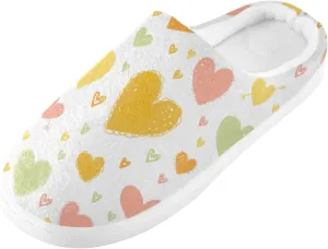 GAIGEO Womens Indoor Slippers Valentine Love White, Warm Ladies Slippers for Indoor/Outdoor, Ideal for Winter