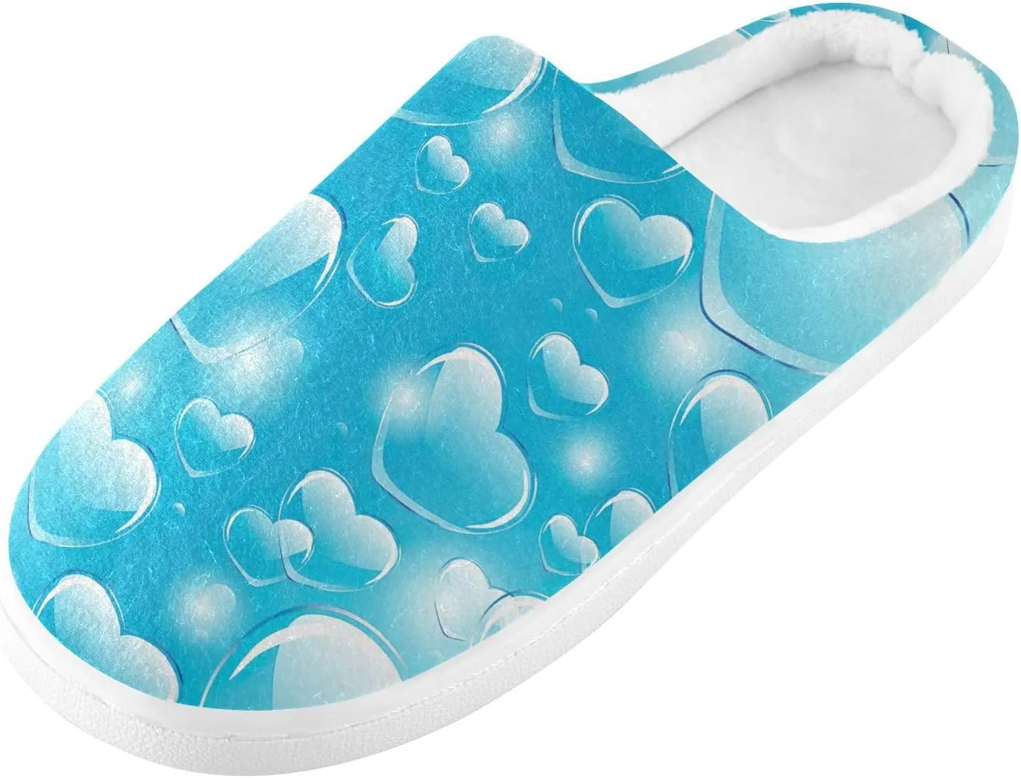 GAIGEO Womens Indoor Slippers Valentine Love White, Warm Ladies Slippers for Indoor/Outdoor, Ideal for Winter