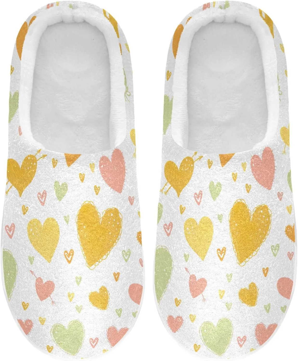 GAIGEO Womens Indoor Slippers Valentine Love White, Warm Ladies Slippers for Indoor/Outdoor, Ideal for Winter