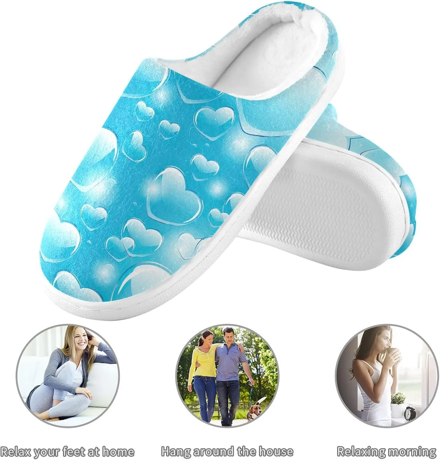 GAIGEO Womens Indoor Slippers Valentine Love White, Warm Ladies Slippers for Indoor/Outdoor, Ideal for Winter