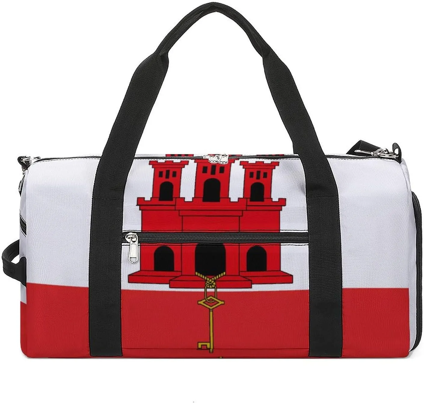 Gibraltar Flag Gym Bag for Men Women with Waterproof Shoe Compartment Travel Tote