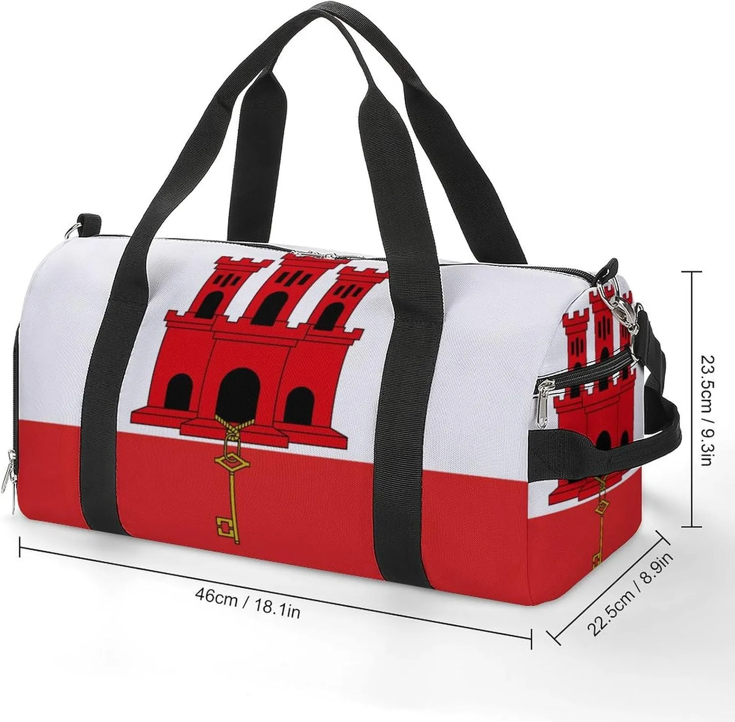 Gibraltar Flag Gym Bag for Men Women with Waterproof Shoe Compartment Travel Tote