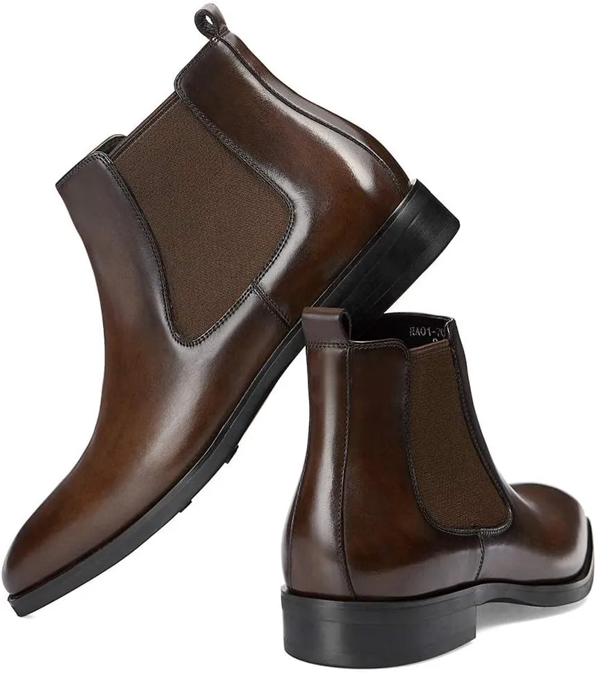 GIFENNSE Mens Chelsea Boots Leather Dress Boots for Men