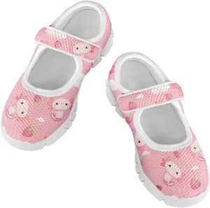 Girls Casual Shoes with Strap,Printed Sneaker for Toddlers Kids,Comfort Anti-Slip Walking Shoes for Indoor Outdoor