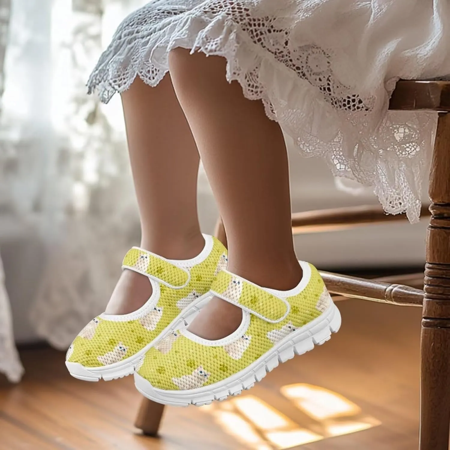 Girls Casual Shoes with Strap,Printed Sneaker for Toddlers Kids,Comfort Anti-Slip Walking Shoes for Indoor Outdoor