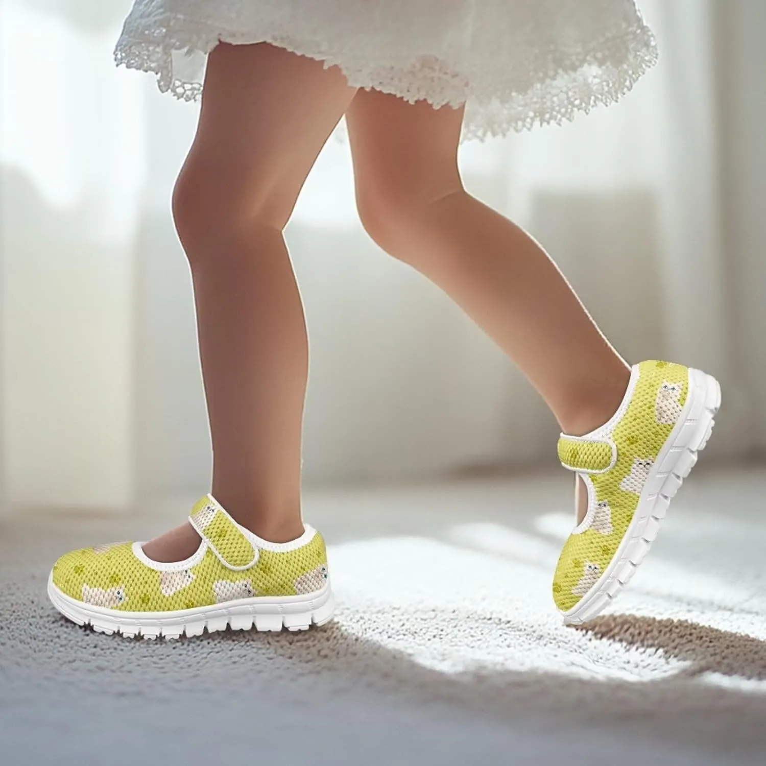 Girls Casual Shoes with Strap,Printed Sneaker for Toddlers Kids,Comfort Anti-Slip Walking Shoes for Indoor Outdoor