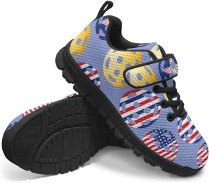 Girls Pickleball Sneaker,Boys Non-Slip Spring Outdoor Sneakers,Children's Single Buckle Sneakers with Black Sole