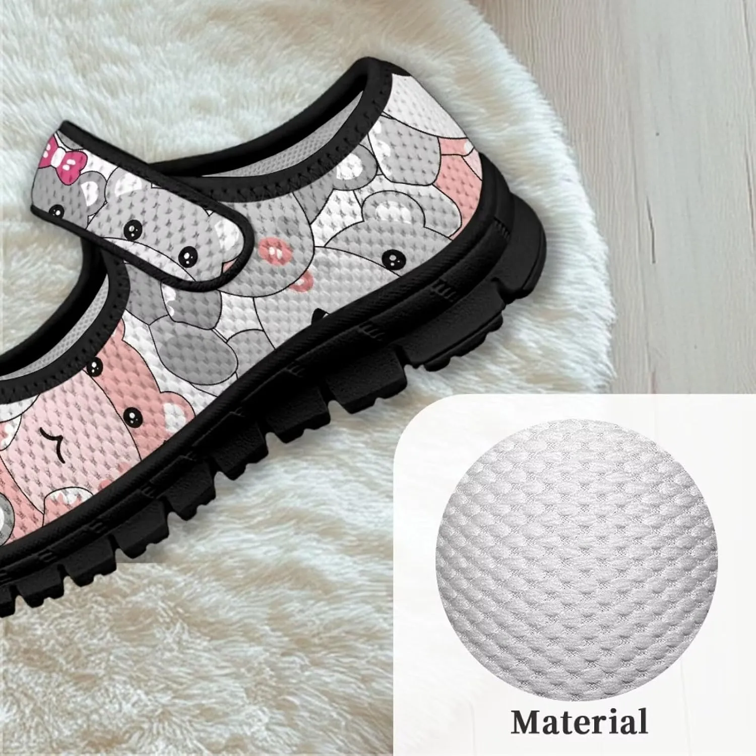 Girls Shoes with Black Sole,Girls Mesh Single Buckle Sneaker,Mary Jane Flats Shoes for Birthday Dance Party