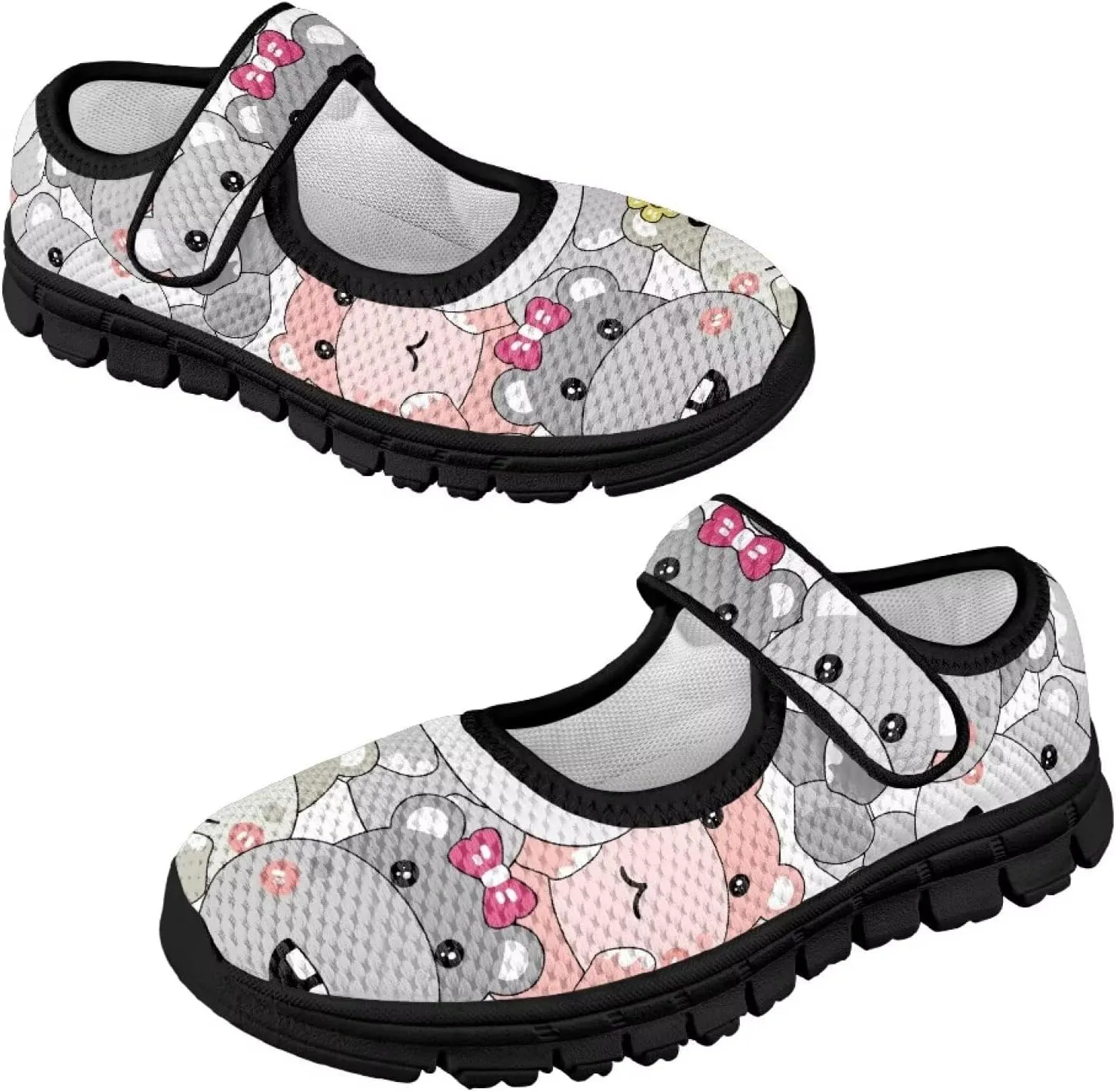 Girls Shoes with Black Sole,Girls Mesh Single Buckle Sneaker,Mary Jane Flats Shoes for Birthday Dance Party