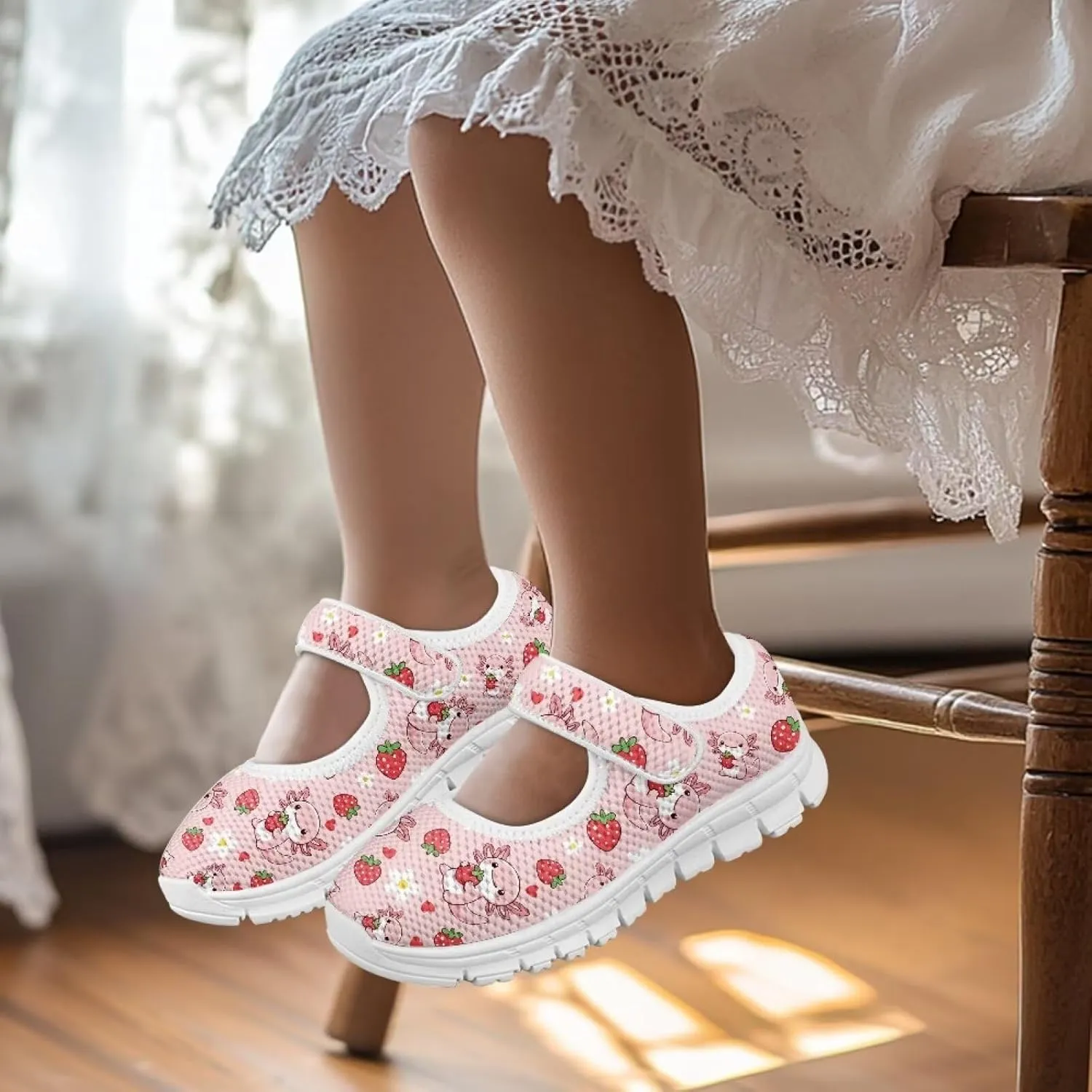 Girls Single Buckle Shoes,Kids Slip On Indoor Outdoor Shoes,Cartoon Mary Jane Flats Shoes for Girls Party