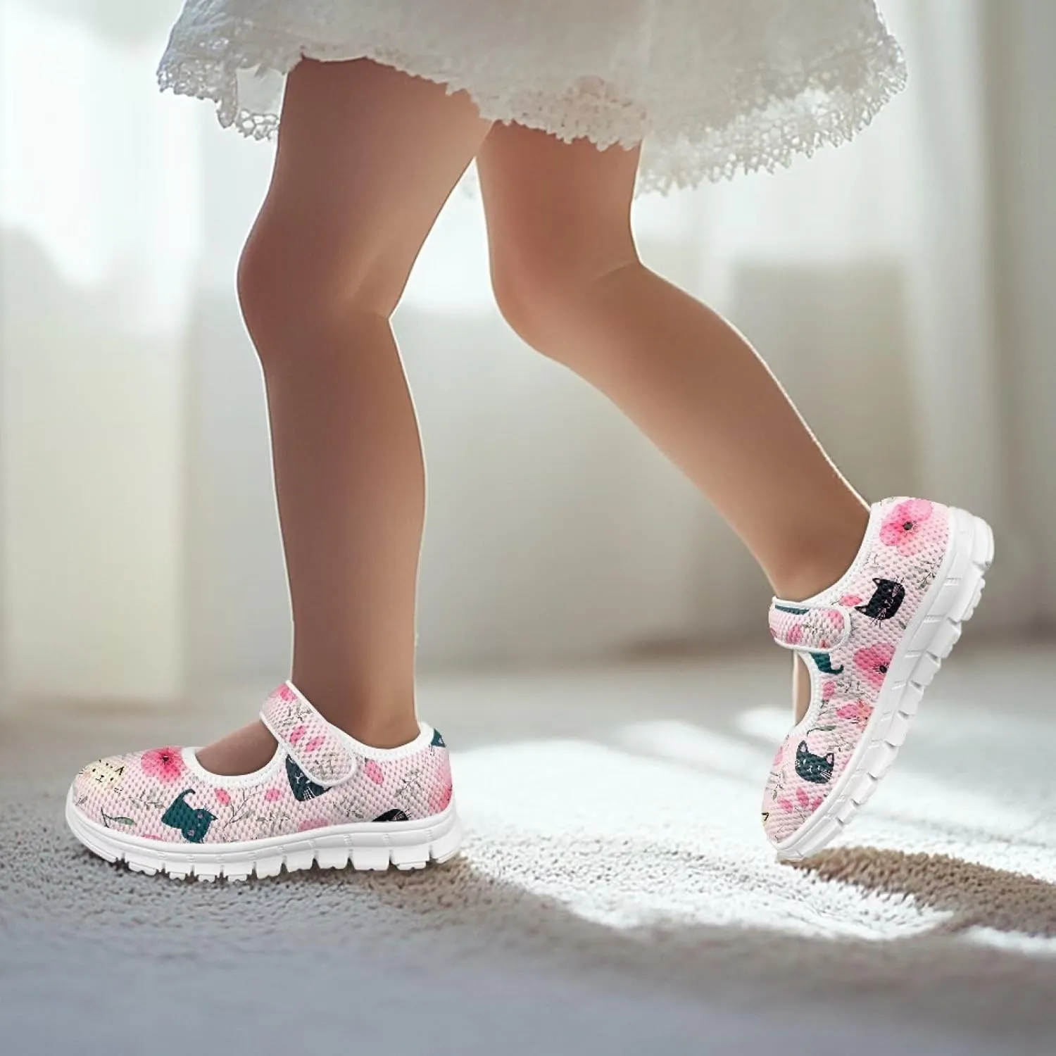 Girls Single Buckle Shoes,Kids Slip On Indoor Outdoor Shoes,Cartoon Mary Jane Flats Shoes for Girls Party
