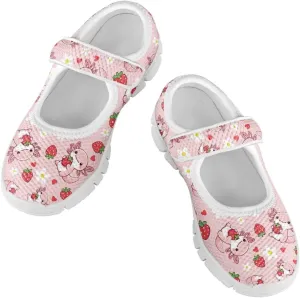 Girls Single Buckle Shoes,Kids Slip On Indoor Outdoor Shoes,Cartoon Mary Jane Flats Shoes for Girls Party