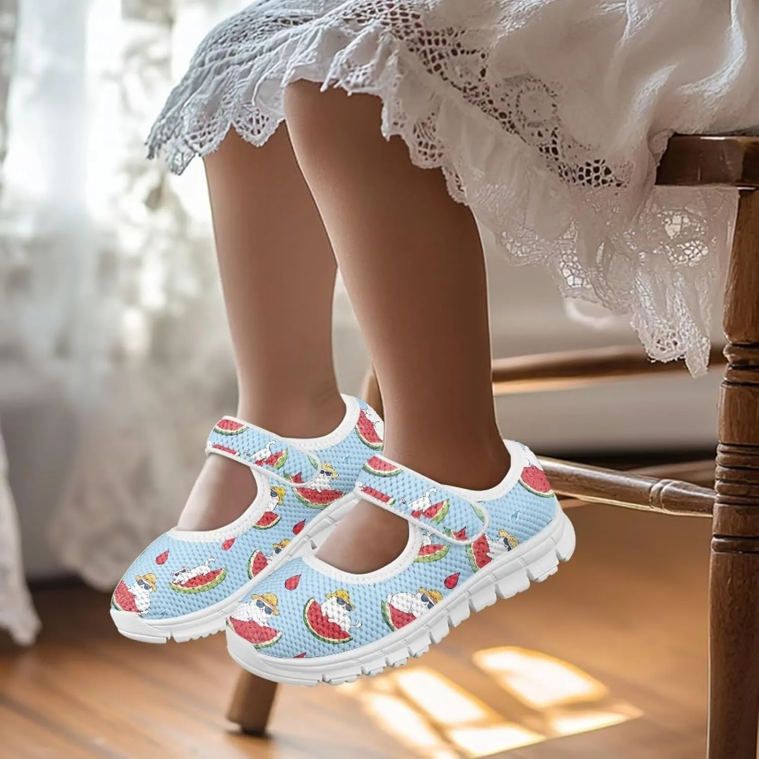 Girls Single Buckle Shoes,Kids Slip On Indoor Outdoor Shoes,Cartoon Mary Jane Flats Shoes for Girls Party